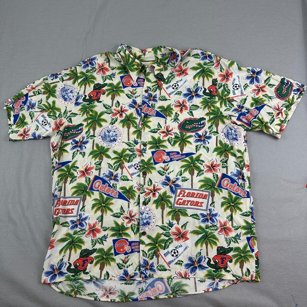 Florida Gators Shirt Men XXL Orange Reyn Spooner Hawaiian Floral All Over Camp